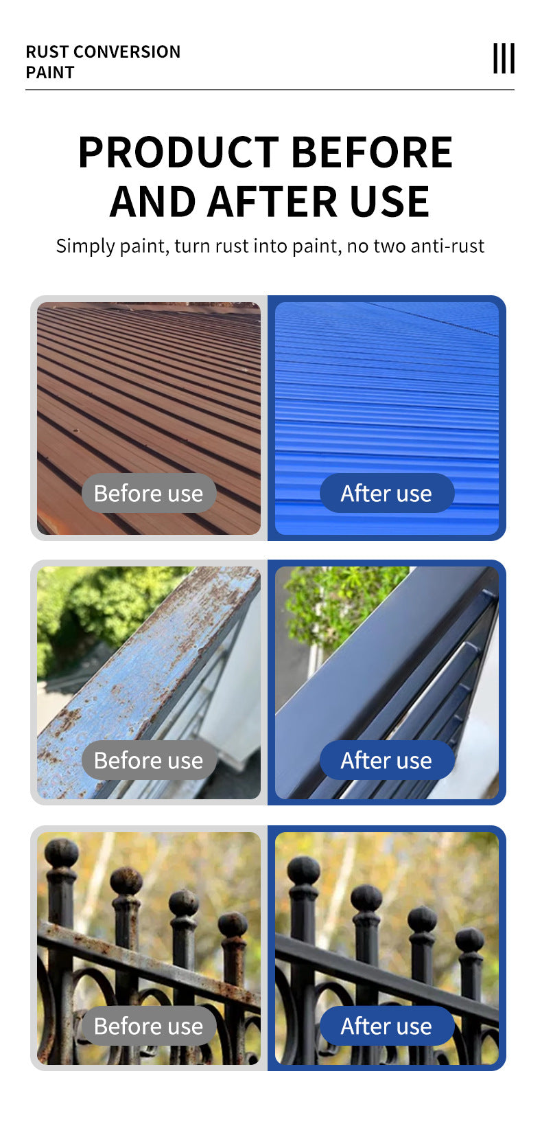 Water-based Anti-rust Paint Metal Paint Rust-free Rust Conversion Paint Color Steel Tile Renovation Rust Fixing Agent Multi-color Conversion Paint