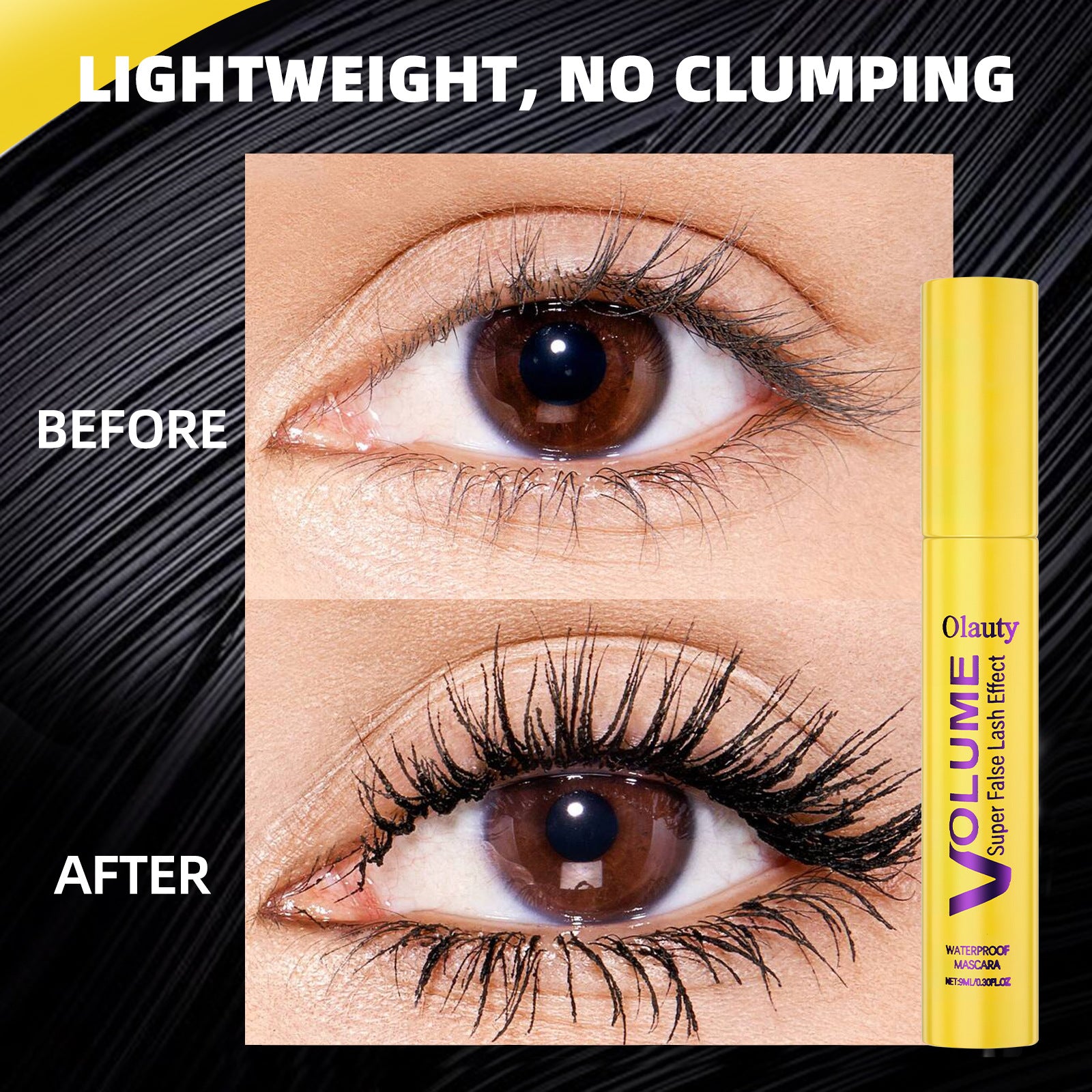 tkOlauty False Eyelashes Waterproof Mascara9ml Long-lasting non-smudge fiber volumizing curling mascara