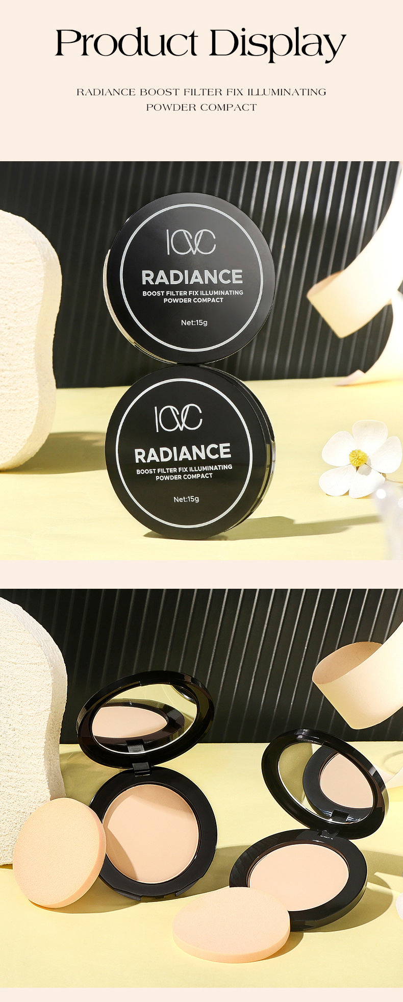 ICVC#1204Oil Control Powder Nude Makeup Setting Loose Powder5g Comes with makeup mirror, e-commerce version