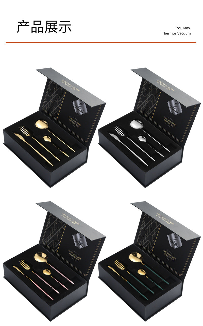 Stainless Steel Cutlery Knife Fork Spoon1010Four-piece Portuguese Western Steak Knife, Fork, and Spoon Set24Piece Suit