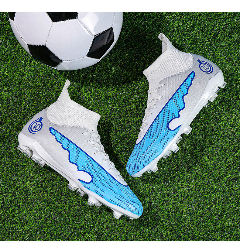 New Professional Football Shoes Boys High Top Youth Students Competition Training AG Long Spike Broken Spike Sneakers