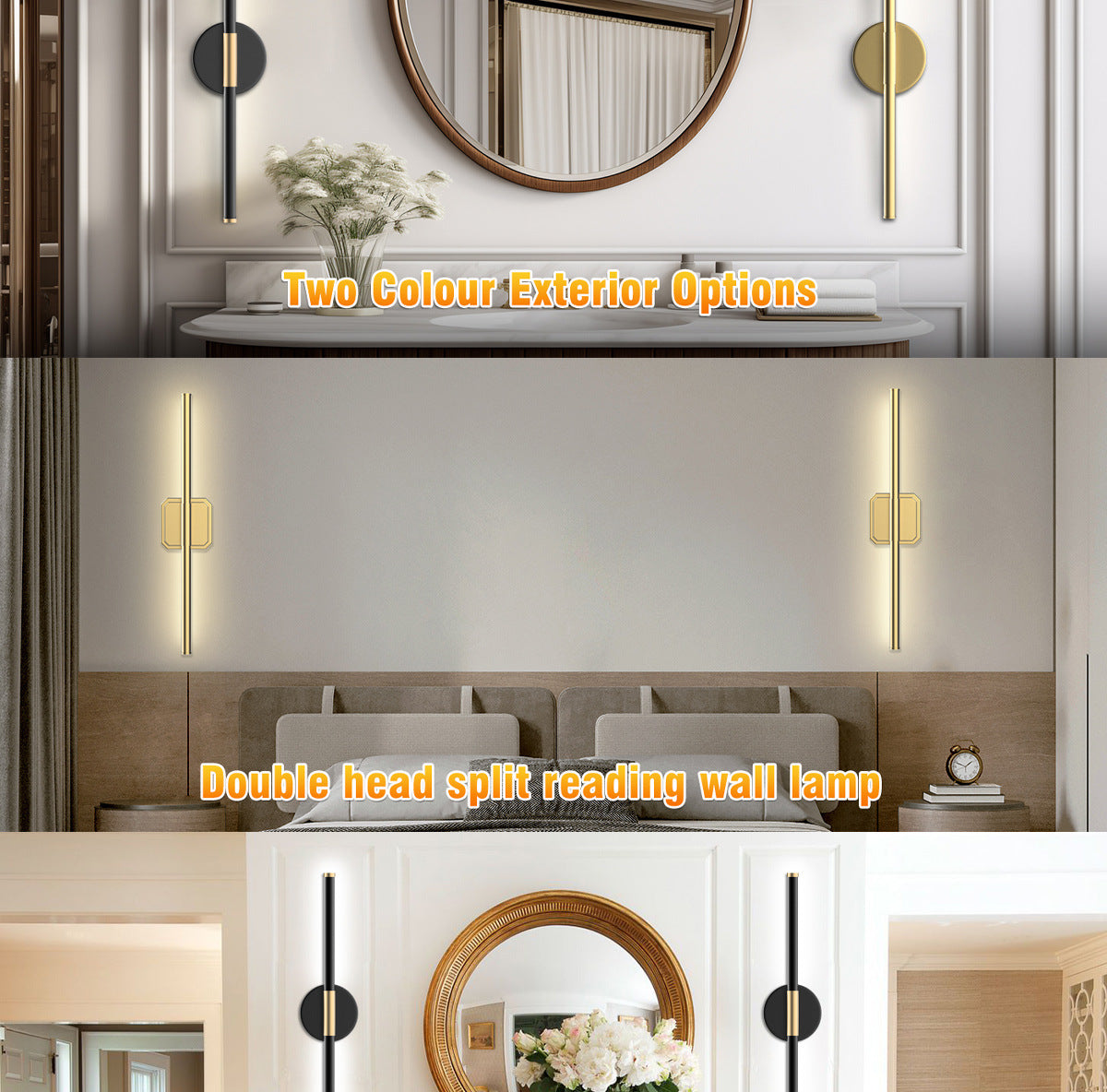 Dual-Head Detachable Wall Lamp Reading Wall Lamp No Wiring Wall Lamp Magnetic Wall Lamp Dimmable Wall Lamp Rechargeable Indoor Wall Lamp