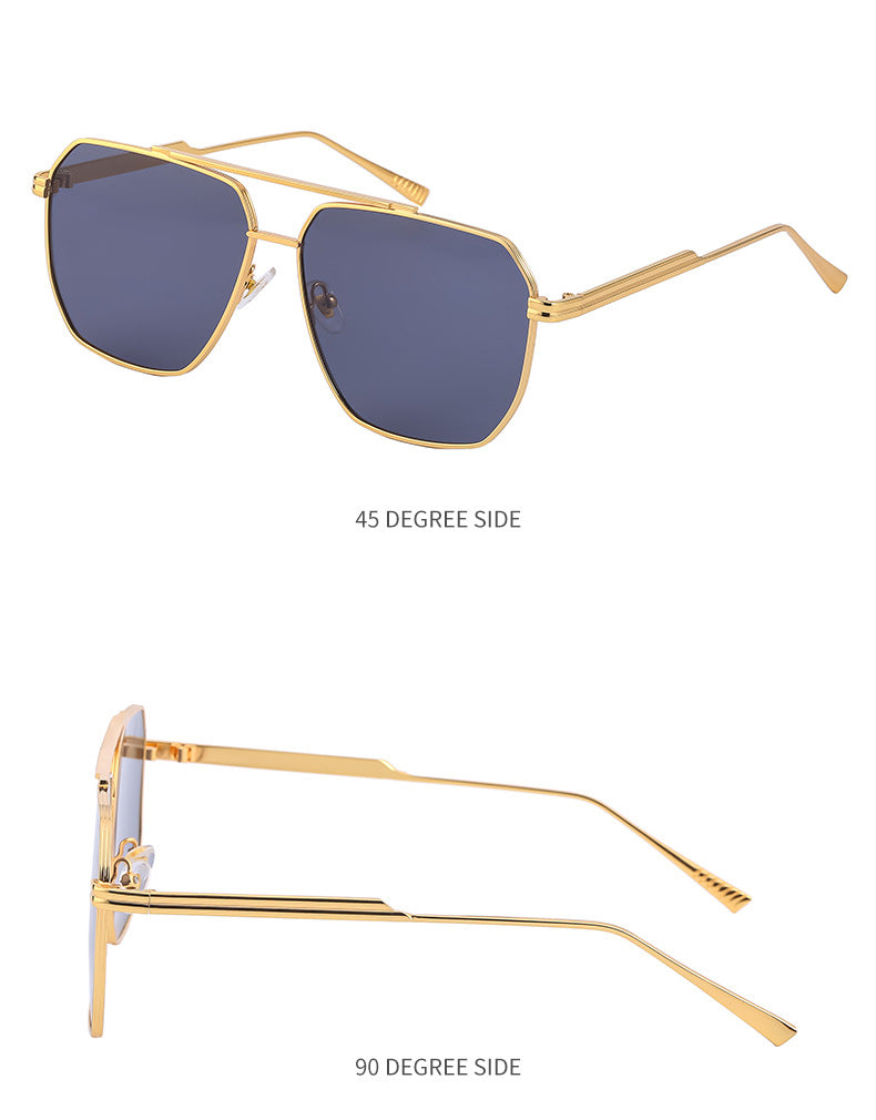 Men's Retro Double Bridge Sunglasses shades Europe and America ins Large Frame Sunglasses for Men Trendy Outdoor Cycling Glasses Wholesale