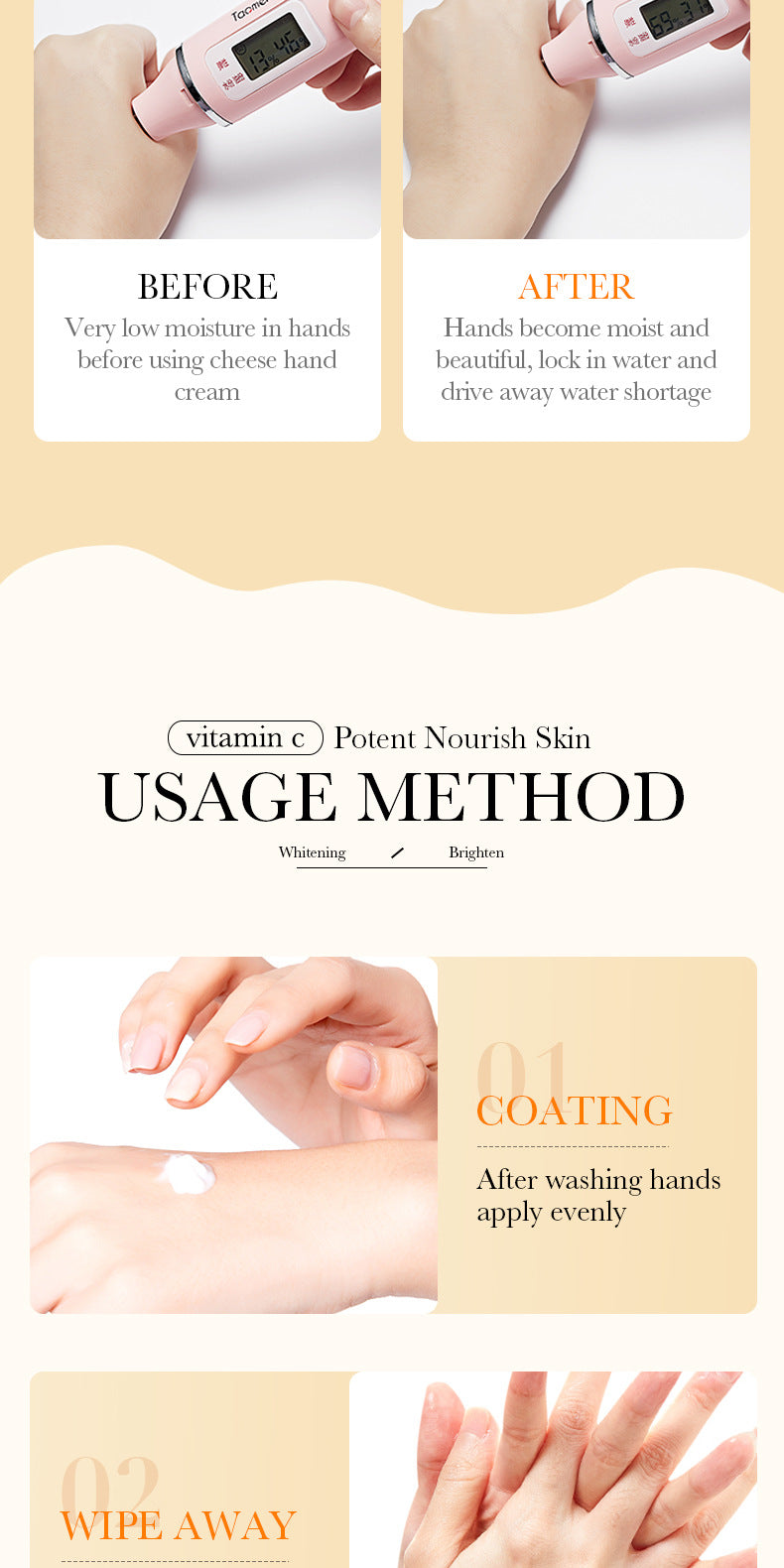 BIOAOUA Vitamin C Whitening and Brightening Hand Cream Anti-Cracking Moisturizing Whitening Hand Cream Wholesale