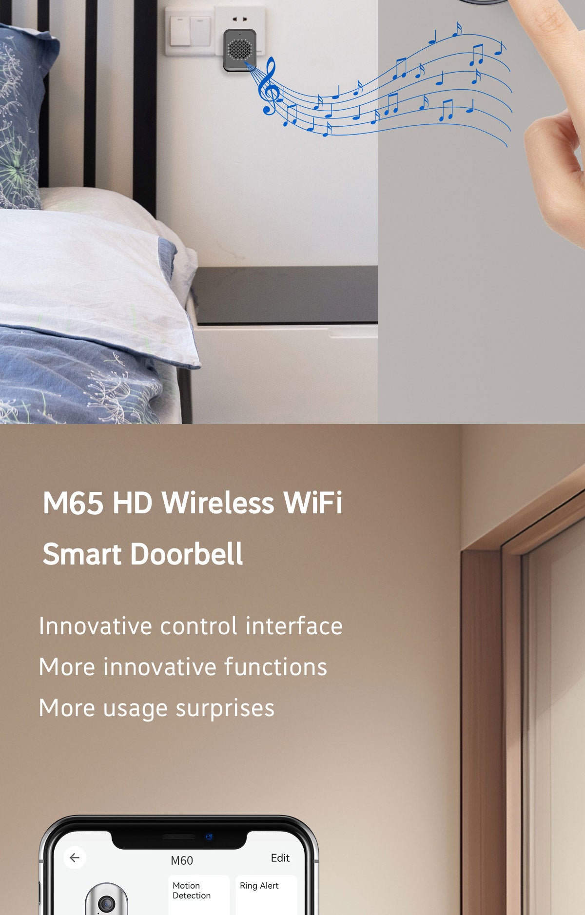 Low Power Consumption Wireless Visual Smart Doorbell Voice Intercom Home Alarm wifi Mobile Remote Electronic Cat Eye