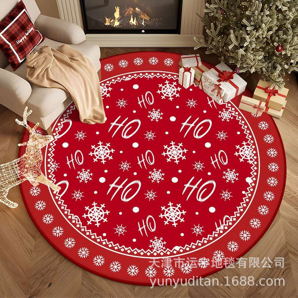 Christmas Carpet Round Living Room Mat Christmas Decoration Atmosphere Mat Christmas Tree Mat Labeling and Shipping