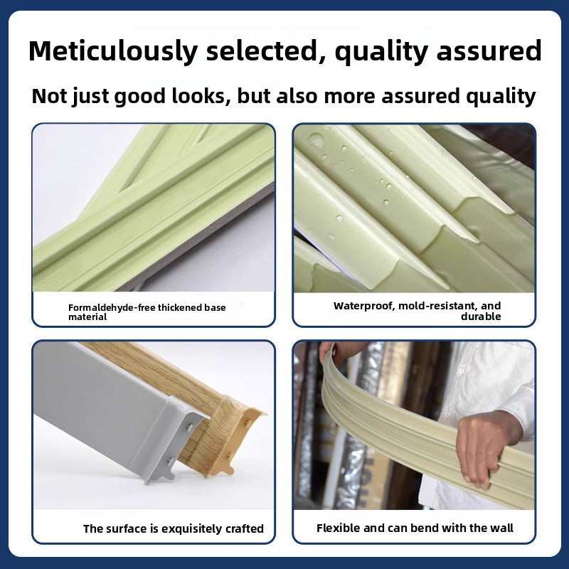 Bamboo wood fiber skirting board, thickened, moisture-proof, wood grain, snap-on type pvc Skirting board