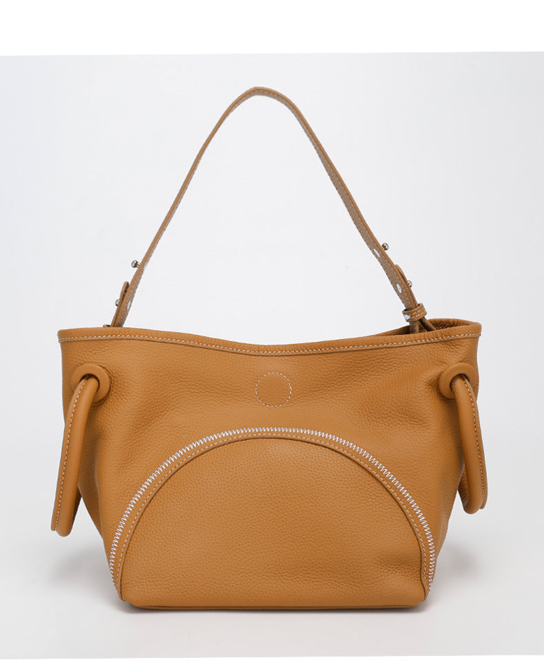 Niche Design Commuter Basket Handbag Tote Bag2024New style lazy style single shoulder bag, soft leather crossbody bag for women