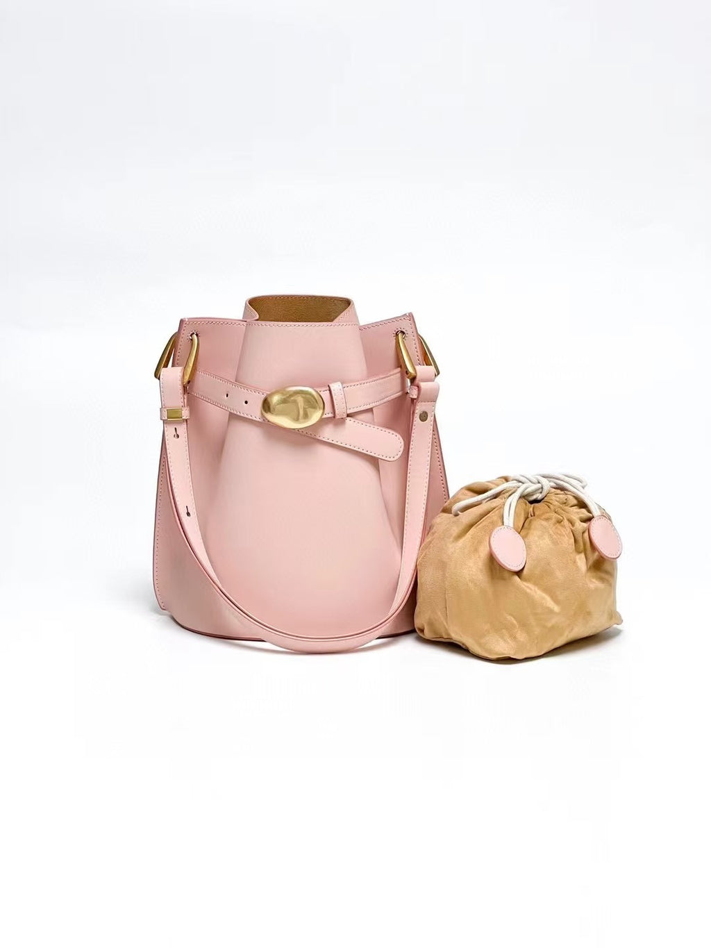 Frosted Leather Bucket Bag Genuine Leather Korean Style Versatile Niche Design Light Luxury Handbag Single Shoulder Crossbody Women's Bag Large Capacity