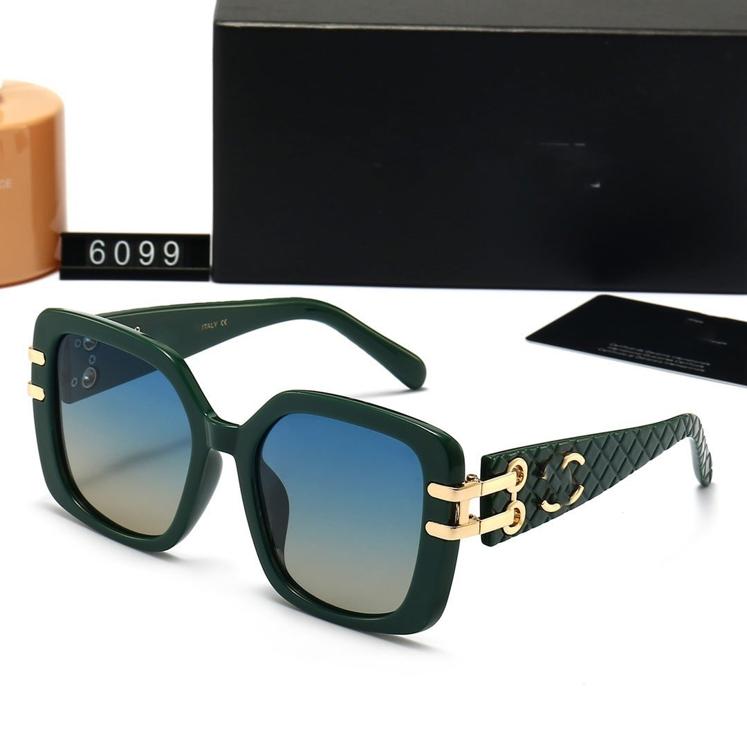 Chanel Style Pattern High-End Retro Sunglasses Large Frame Face-Slimming Celebrity Style Sunglasses6099Glasses