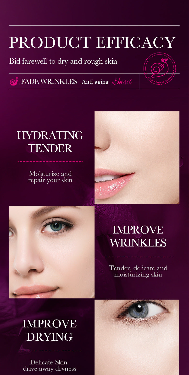 Snail Essence SADOER Collagen Delicate Moisturizing Hydrating Nourishing Cross-Border Wholesale