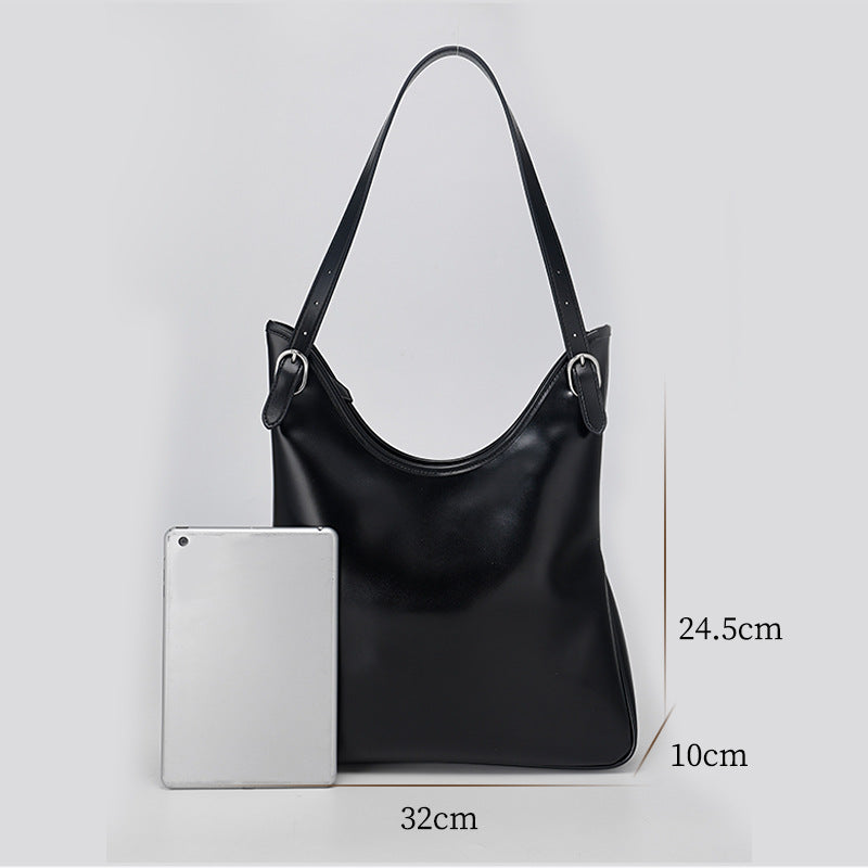 New2024Korean Style Underarm Women's Bag Versatile Design Cowhide Single Shoulder Bag Large Capacity Tote Bag