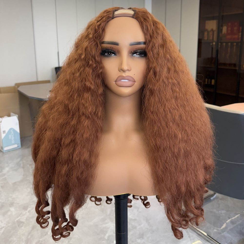 Ombre Brown V part Afro Wig with Different Color Cross-Border African Roll