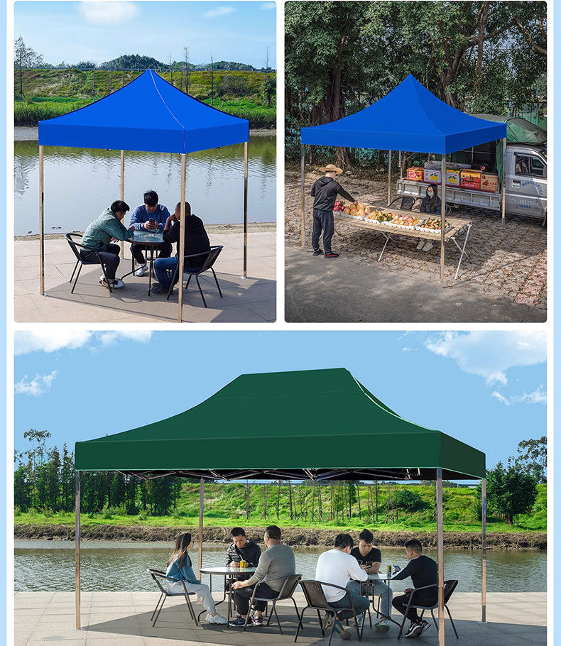 Thickened Stainless Steel Four-Corner Tent Outdoor BBQ Night Market Stall Use Rain Shelter Windproof Sunshade Portable Folding Large Umbrella