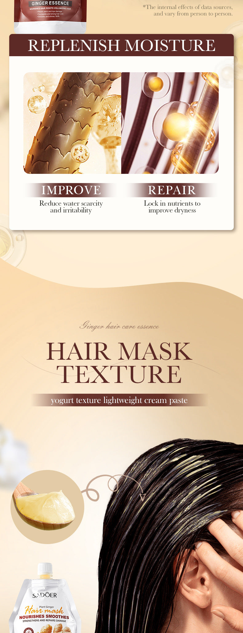 Ginger Hair Mask350g SADOER Smooth Nourishing Repair Moisturizing Hair Mask  Wholesale