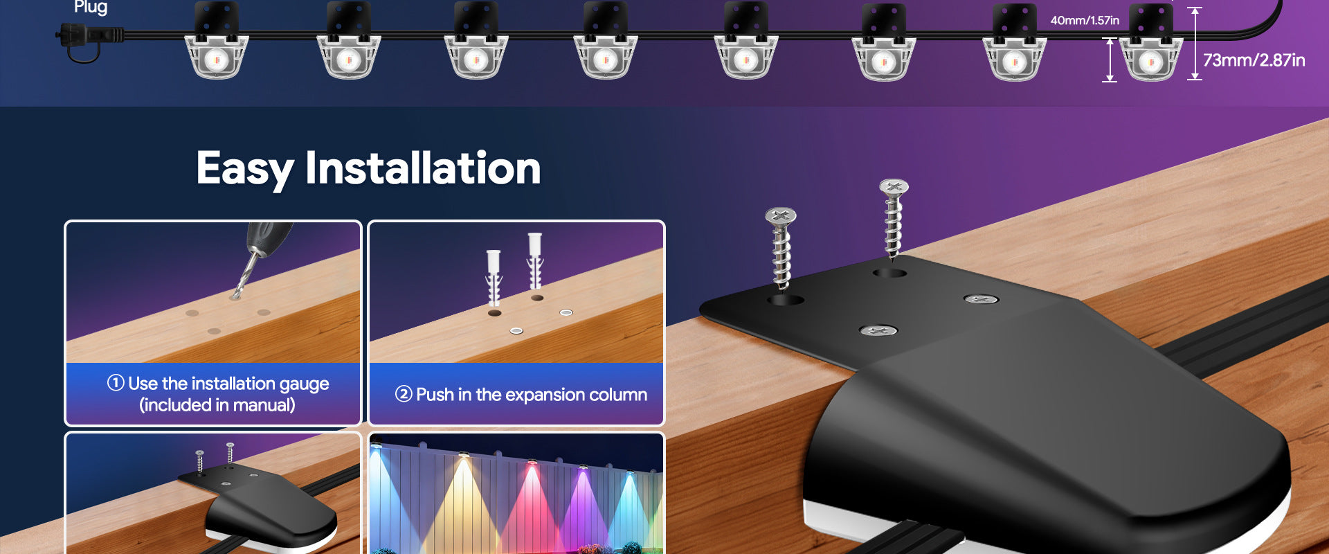 RGBCW Iridescent Fence Light Bluetooth Version Fence Light Wall Washer Fence Light Garden Light Waterproof Decorative Light