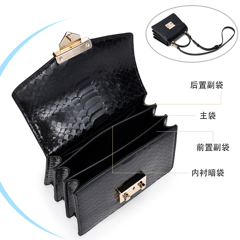 Snake Pattern Kelly Bag Niche Versatile Handbag High-Quality Fashion Women's Bag Light Luxury Single Shoulder Crossbody Women's Bag