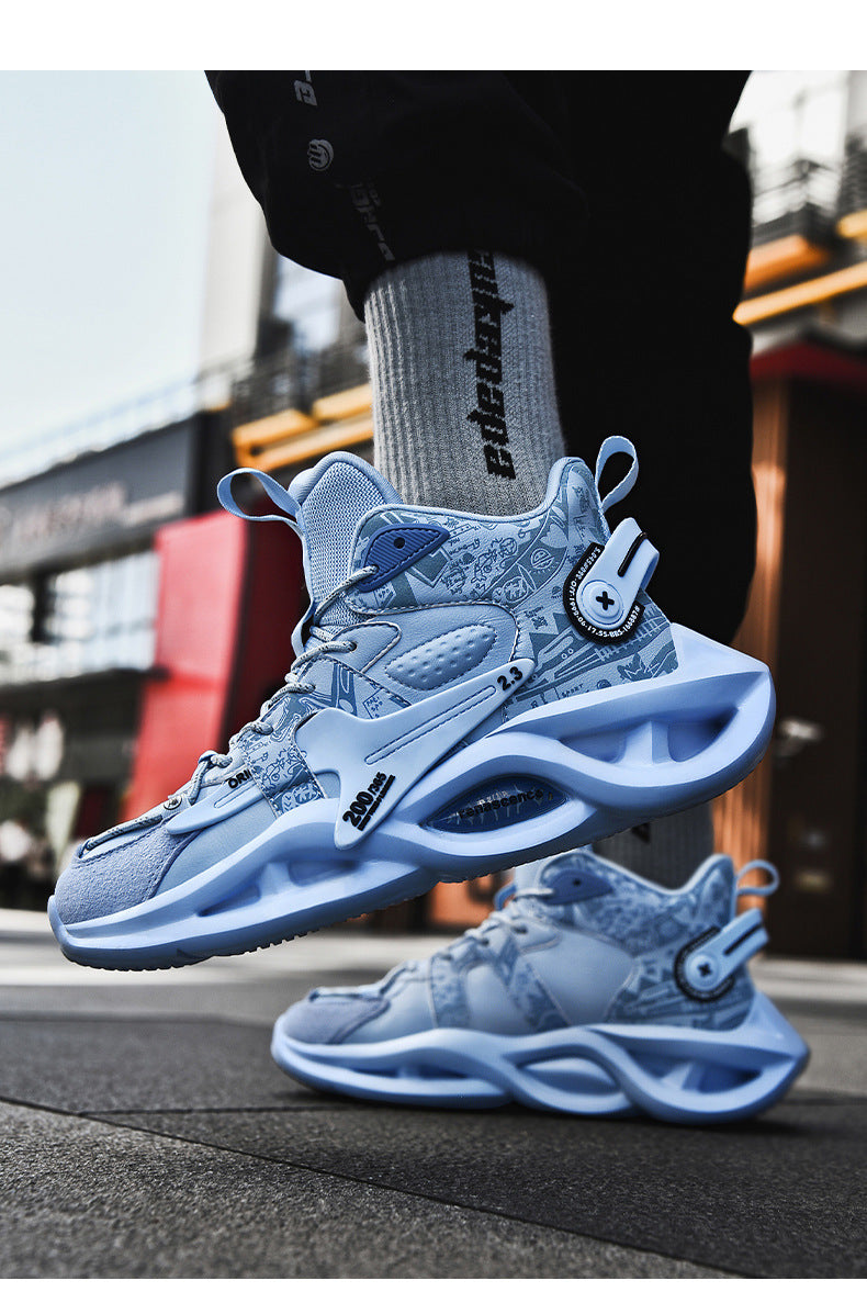 High-top Dad Shoes Men's Sports Shoes Youth Thick-soled Height-increasing Comfortable Basketball Shoes Trendy Brand Lightweight Comfortable