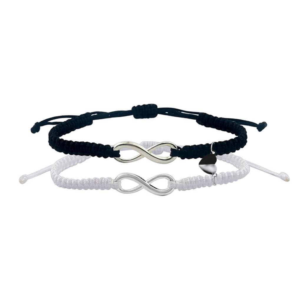Couple Gift Bracelet Infinite Love Sister Gift Heart Magnetic Adjustable Woven Bracelet8Word Bracelet Set