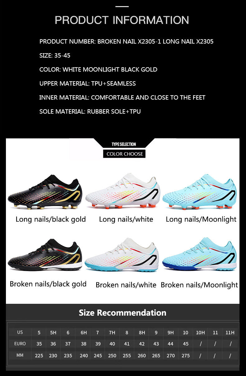 New Style Spike Soccer Shoes for Men, Students, Adults, Grass Training Long Spike Non-Slip Professional Competition Football Shoes