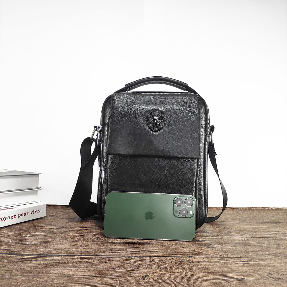Niche Fingerprint Unlock Bag2024New High-End Men's Genuine Leather Small Handbag Crossbody Bag Guangzhou Trendy Bags