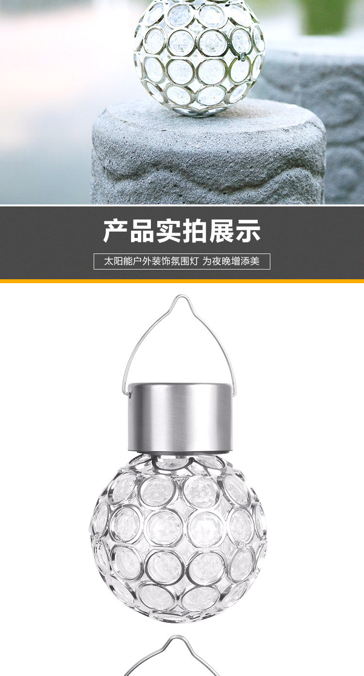 Solar Hanging Light Garden Garden Light Outdoor Waterproof LED Small Pendant Light with Light Control Hollow Lawn Villa Decorative Lamp