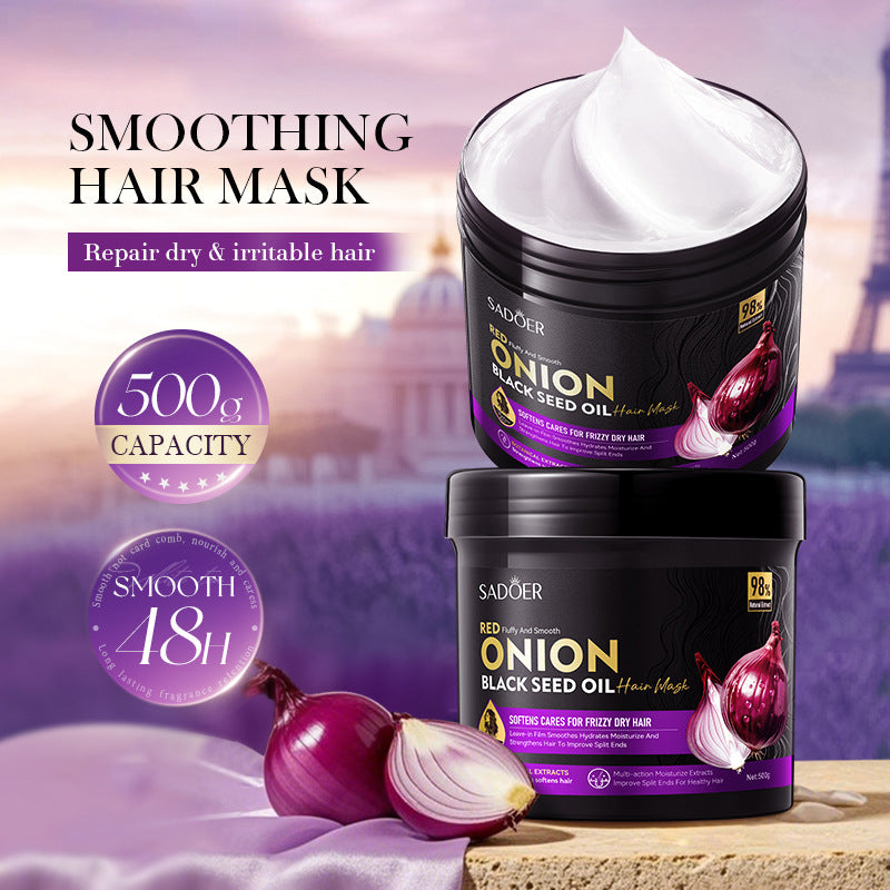 Cross-border Hair Mask500g Onion Black Seed Oil Smooth Hair Mask500g Foreign Trade Manufacturer Wholesale