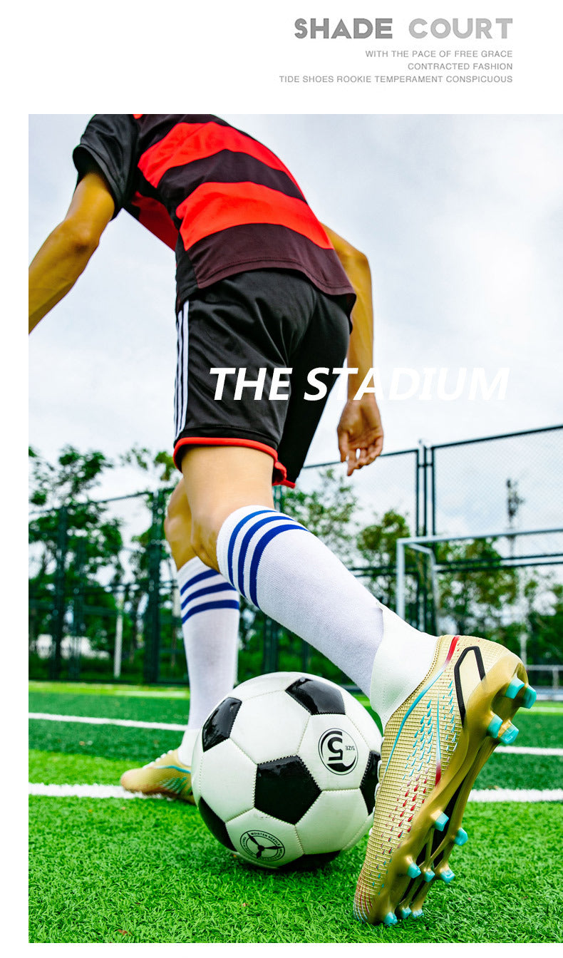 New football shoes for men and women AG Long Spike gold Competition Student Training Shoes Artificial Turf TF Wholesale of Broken Nails