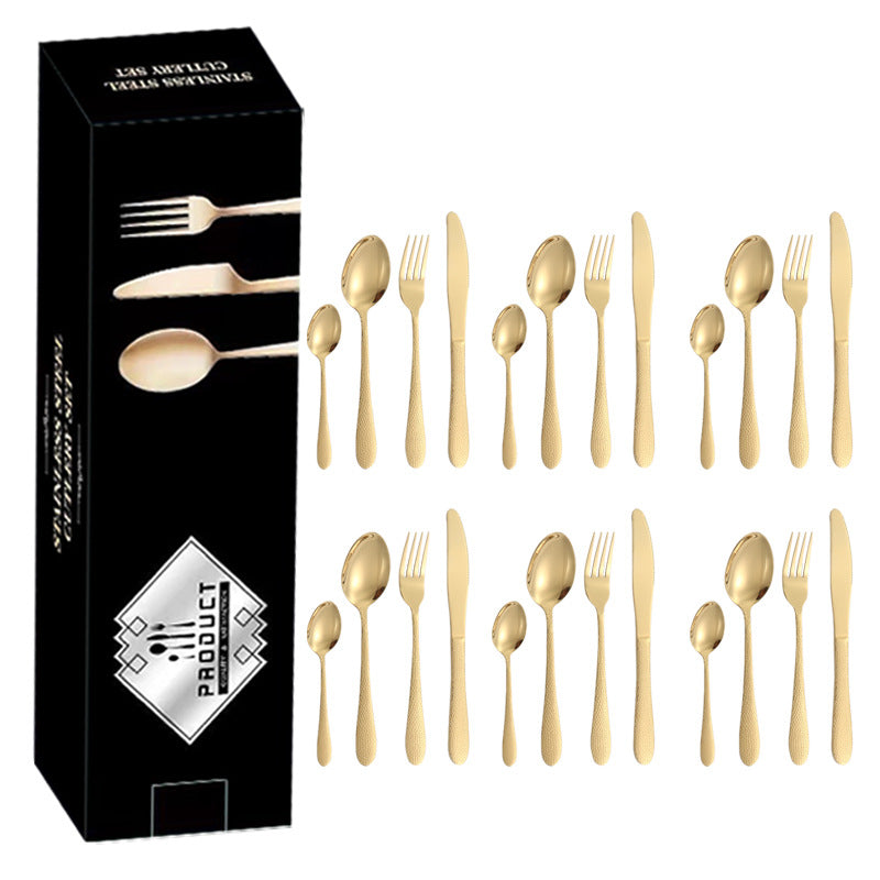 410Stainless Steel Tableware Hotel Restaurant Hammered Knife Fork Spoon24Set of Western Steak Knives and Forks