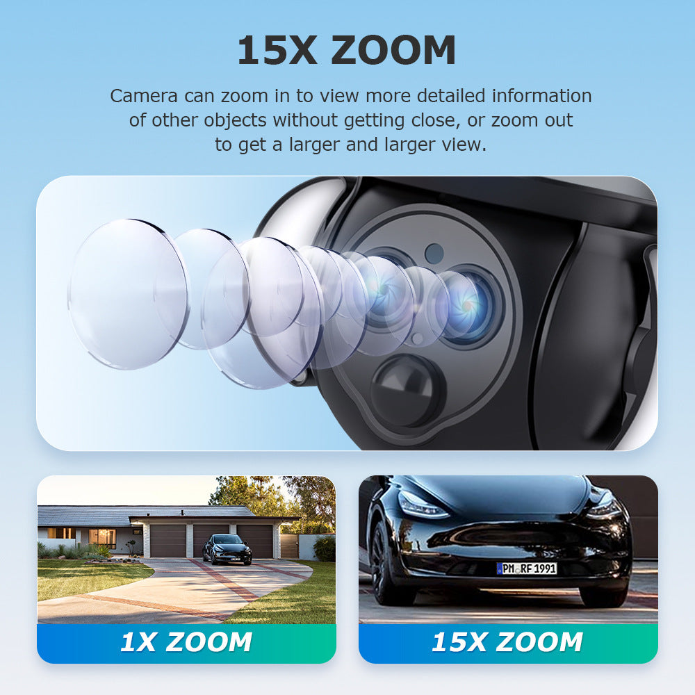 Courtyard Corridor Three Eyes15Zoom4G Wireless Solar Camera6MP High Definition Full Color Night Vision Camera