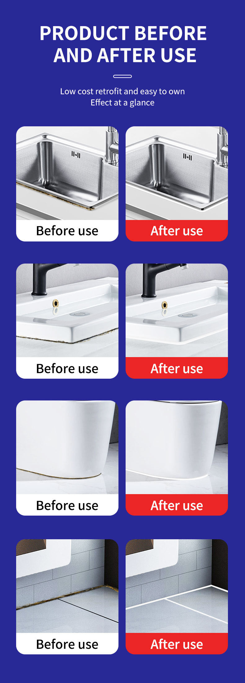 Tile Grout Water-Based Tile Floor Tile Grout Waterproof Mildew-Proof Sink Toilet Hand-Squeeze Grout