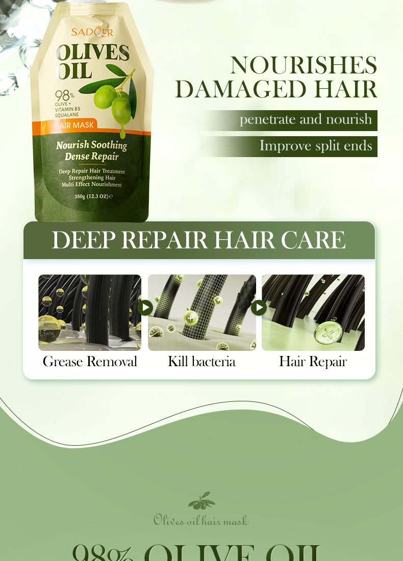 Olive Oil Hair Mask350g SADOER Repair and Improve Frizz Bagged Hair Mask Cross-Border Wholesale