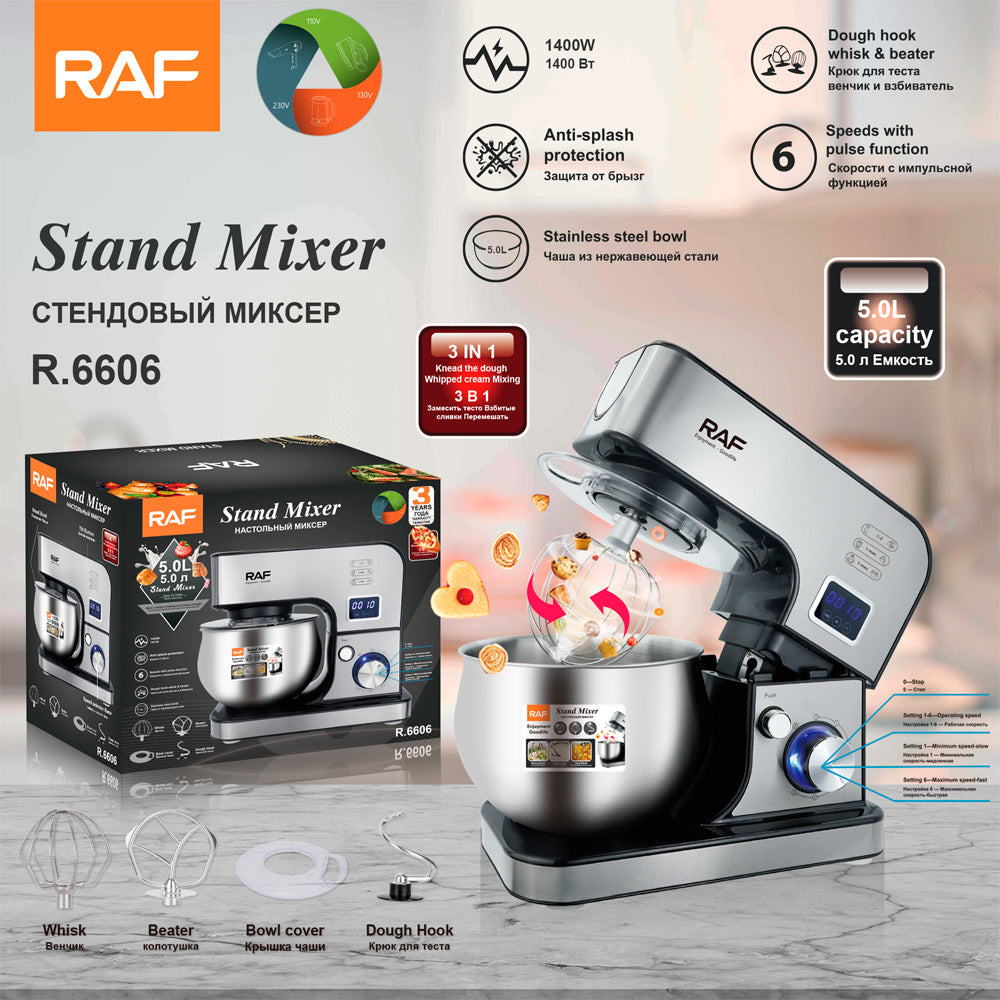 RAF European Standard Chef Machine Dough Mixer Fully Automatic Household Small Multi-Functional Egg Beater Liquid Dough Creamer