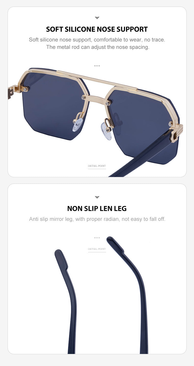 2025New style sunglasses with a high-end feel, European and American half-frame glasses, fashionable sunglasses for women with UV protection sunglasses