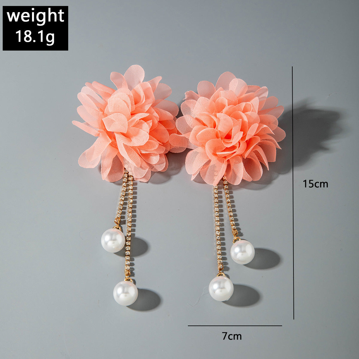 European and American Style Exaggerated Imitation Pearl Tassel Flower Earrings Fresh and Elegant Temperament Earrings for Women