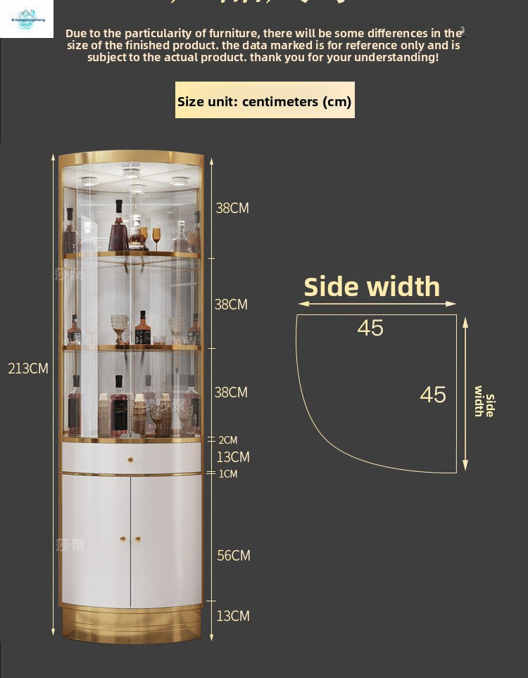 Corner Cabinet Light Luxury Glass Wine Cabinet Triangle Cabinet Living Room Corner Cabinet Fan-shaped Wall Corner Cabinet Wall-mounted Corner Wine Cabinet