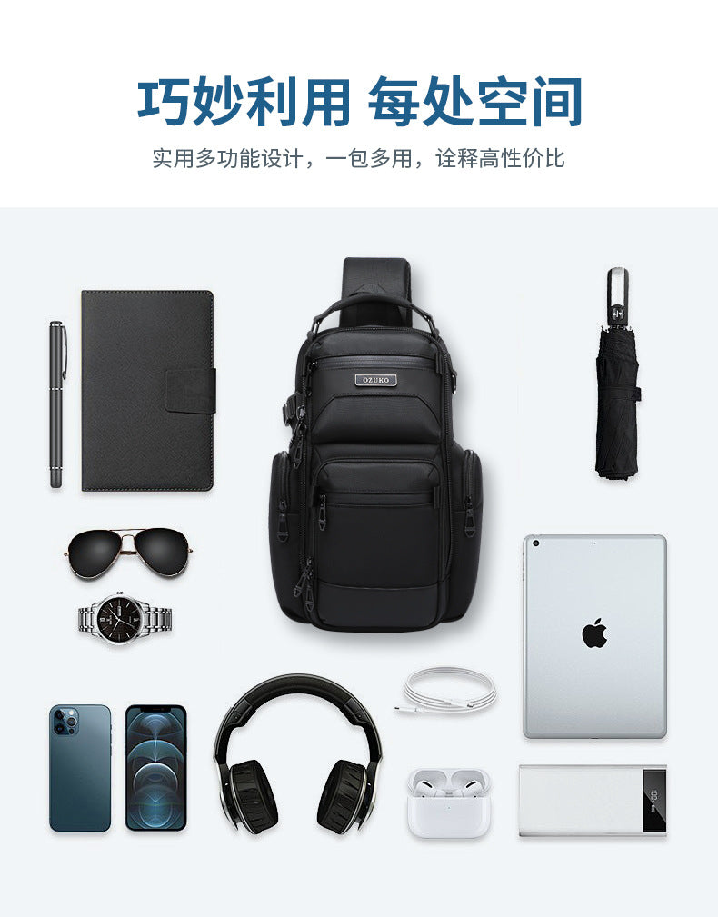 Trendy Men's Chest Bag Crossbody Bag Lightweight Multifunctional Waterproof Travel Portable Sling Bag Casual Men's Bag High-end Feel