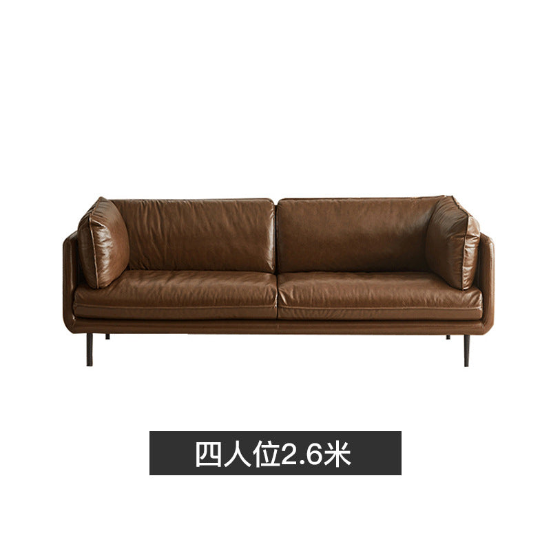 Factory Direct Sales Embrace Genuine Leather Sofa Nordic Italian Minimalist Full Top Grain Cowhide Vintage Retro Oil Wax Leather Sofa Shipping and tax not included