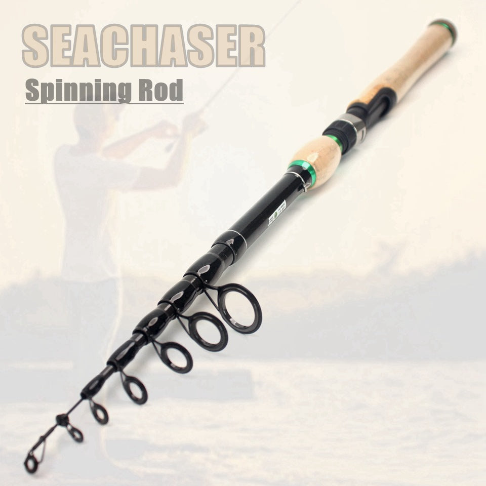 Carbon Fiber Telescopic Lure Rod with Extended Cork Handle, Ultra-Hard European and American Style Popular Bass and Snakehead Fishing Rod