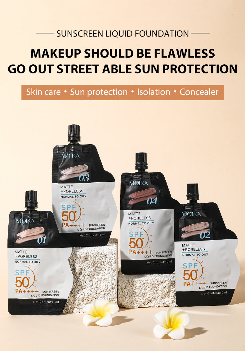 Full Moisture Sunscreen Foundation Oil Control Non-Cakey Concealer Primer for Dry Skin Non-Caking