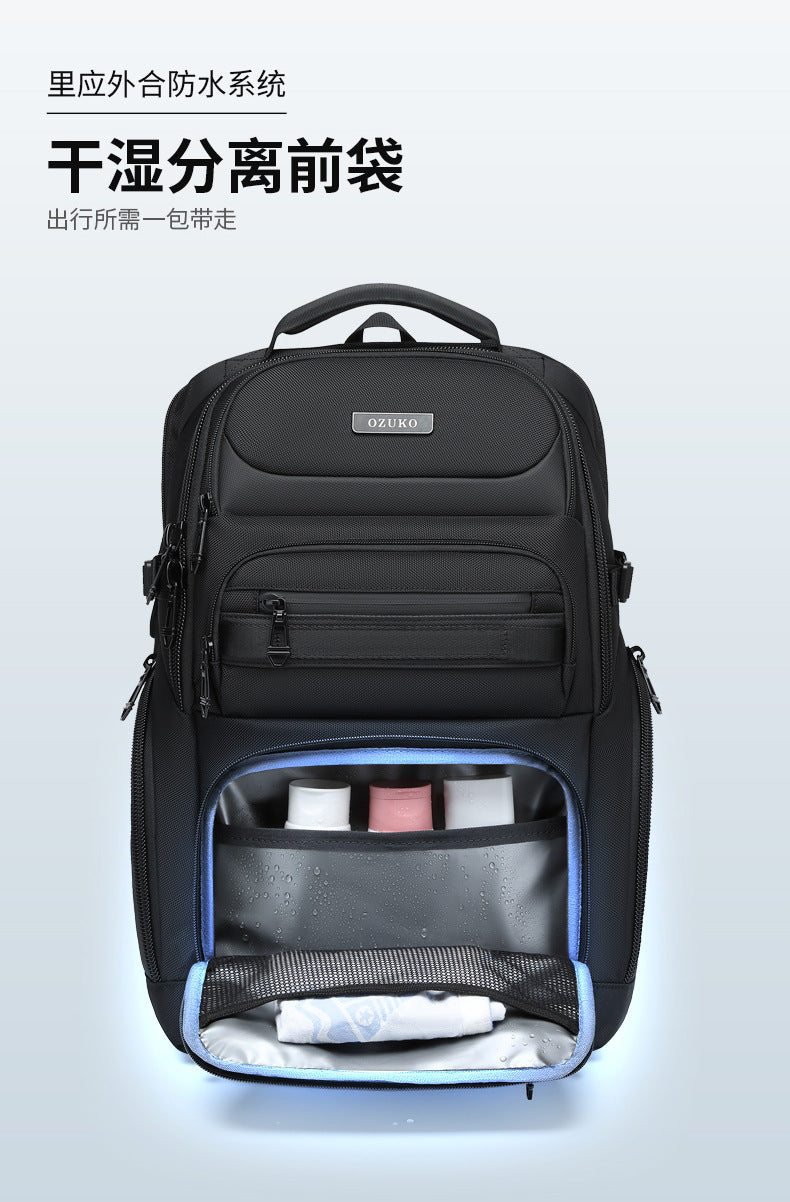 OZUKO Business Backpack Men's Computer Backpack Waterproof High-end Business Travel College Student Commuting School Bag