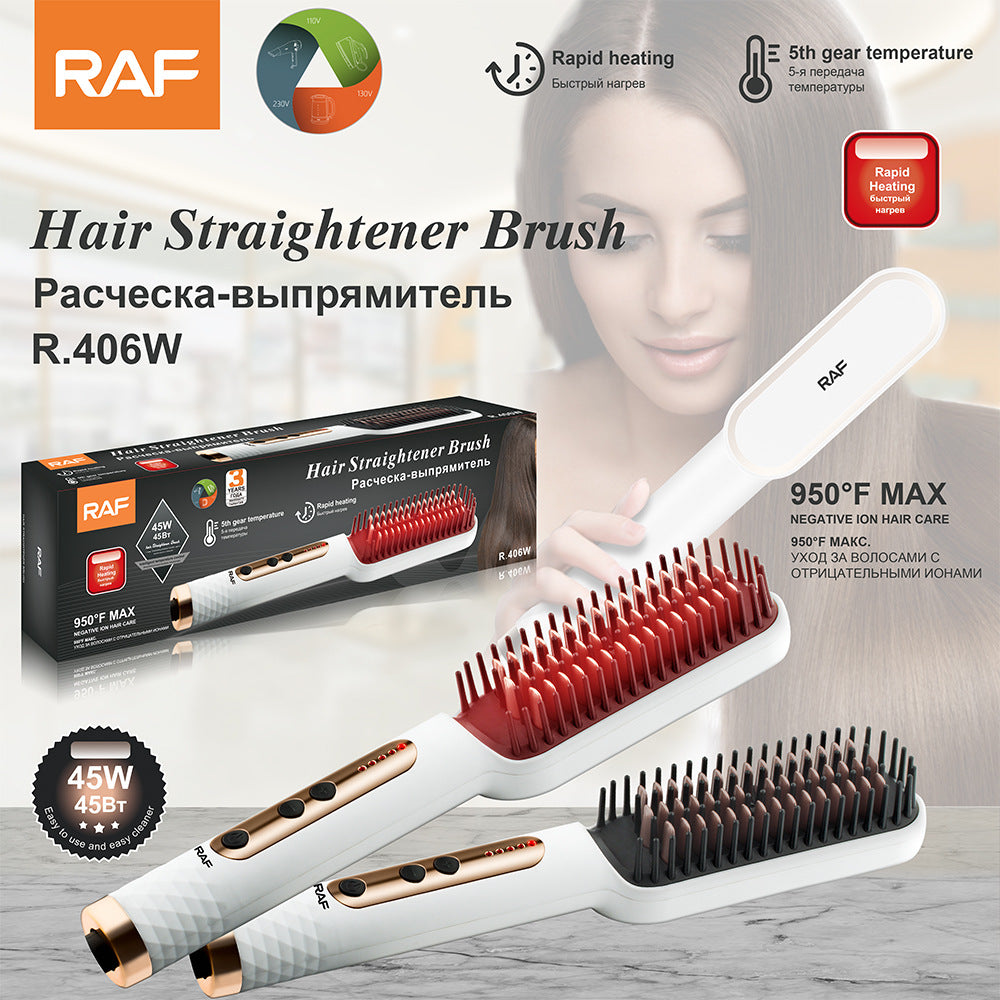 RAF EU Standard Hair Straightening Brush Non-Damaging Hair Straightening and Curling Dual-Use Electric Curling Iron Hair Straightener for Home Use