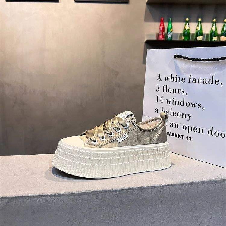 Thick Sole Biscuit White Sneakers for Women2025Versatile Student ins Fashionable Sports Casual Sneakers