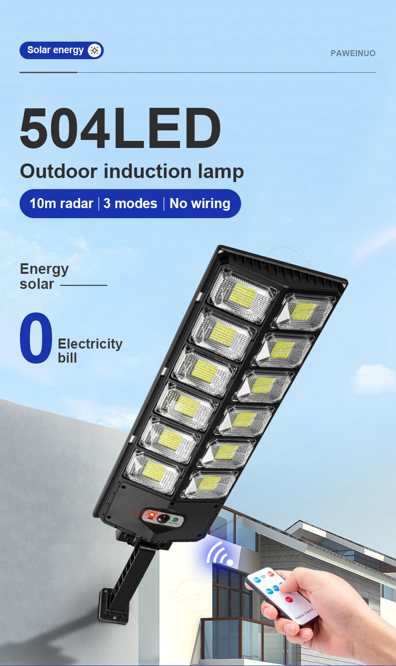 Solar Street Light Outdoor Integrated Light Human Body Sensing Garden Light Waterproof Wall Lighting with Remote Control