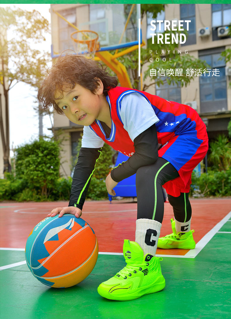 Children's Shoes Breathable Mesh Water-Resistant Sports Shoes for Teenagers Wear-Resistant Shock-Absorbing Non-Slip Professional Training Basketball Shoes