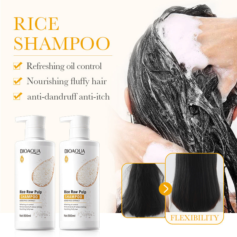 BIOAOUA Rice Puree Shampoo Anti-Dandruff Oil Control Volumizing Long-Lasting Fragrance Hair Wash