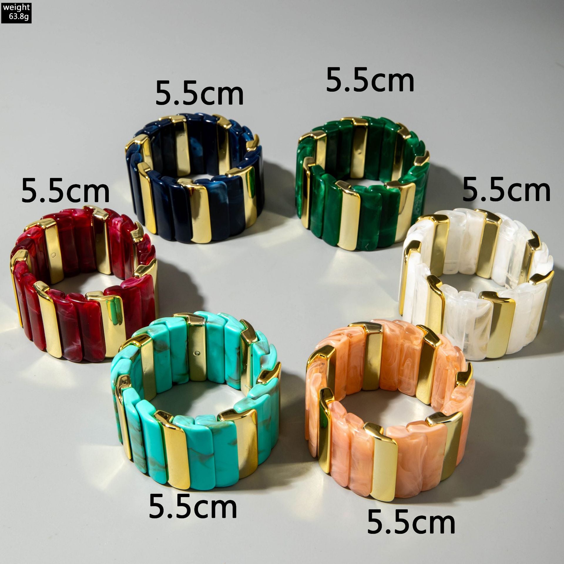 European and American Fashion Accessories ins Retro Style Wide Acrylic Bracelet Wholesale of Exaggerated Color Block Bracelets