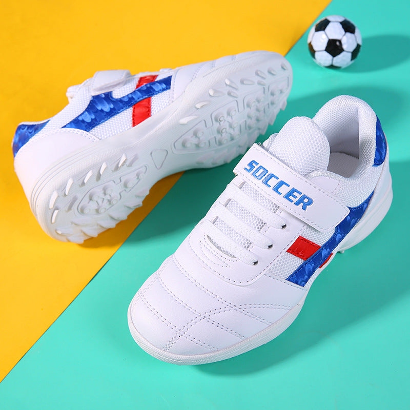 New football shoes for men and women with Velcro for children TF Broken Nail Style Youth Student Grassland Flat Training Shoes