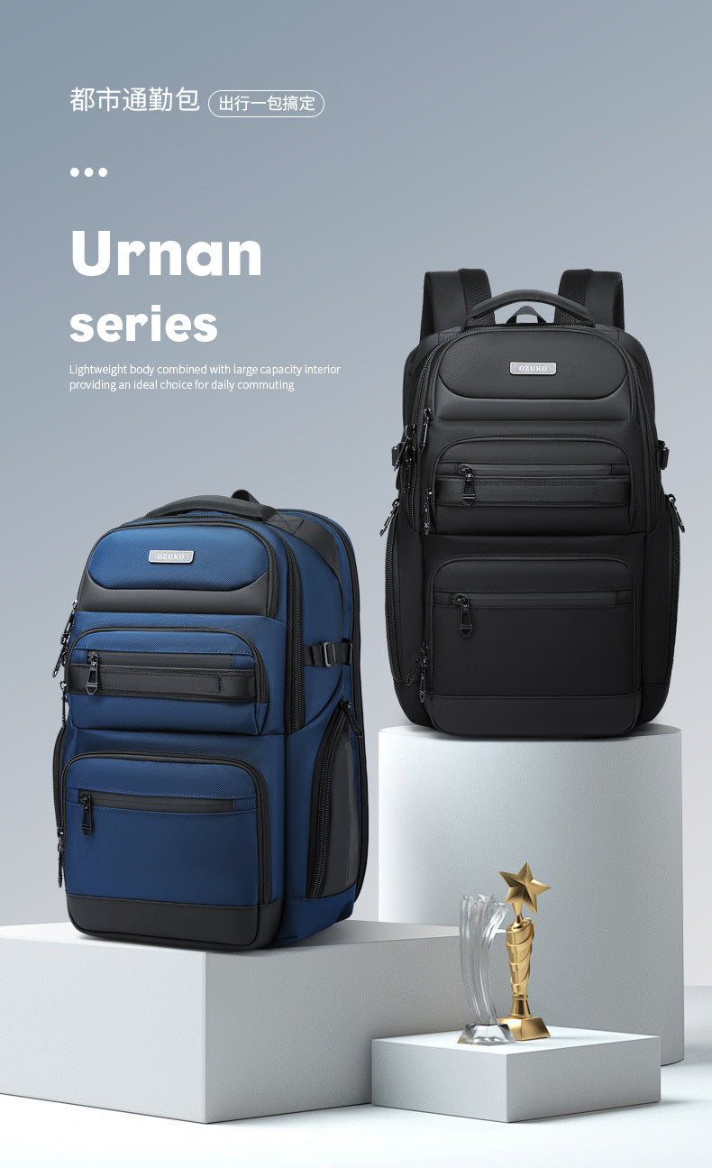 OZUKO Business Backpack Men's Computer Backpack Waterproof High-end Business Travel College Student Commuting School Bag
