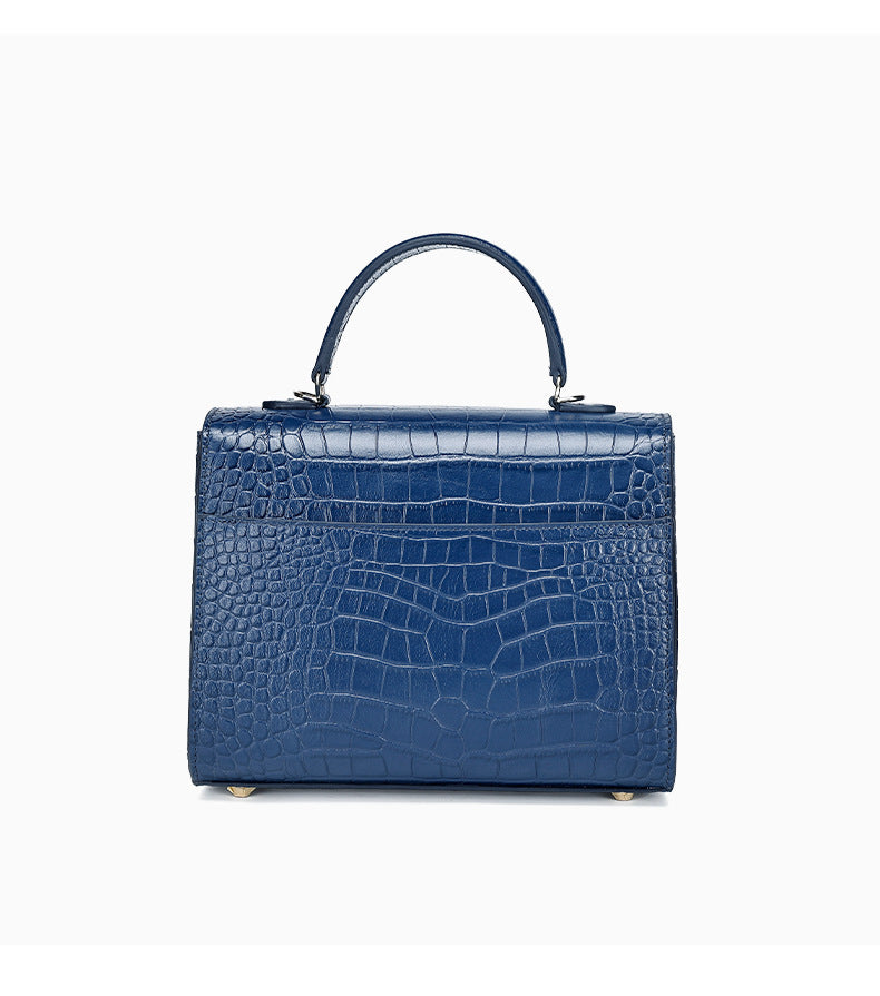 European and American Retro Small Square Bag Fashion Simple Handbag Crocodile Pattern Crossbody Kelly Bag Versatile Crossbody Bag Light Luxury Trend